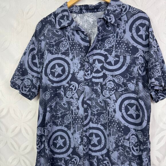 Marvel Captain America Hawaiian Button Down Short Sleeve Shirt‎ - Picture 3 of 4